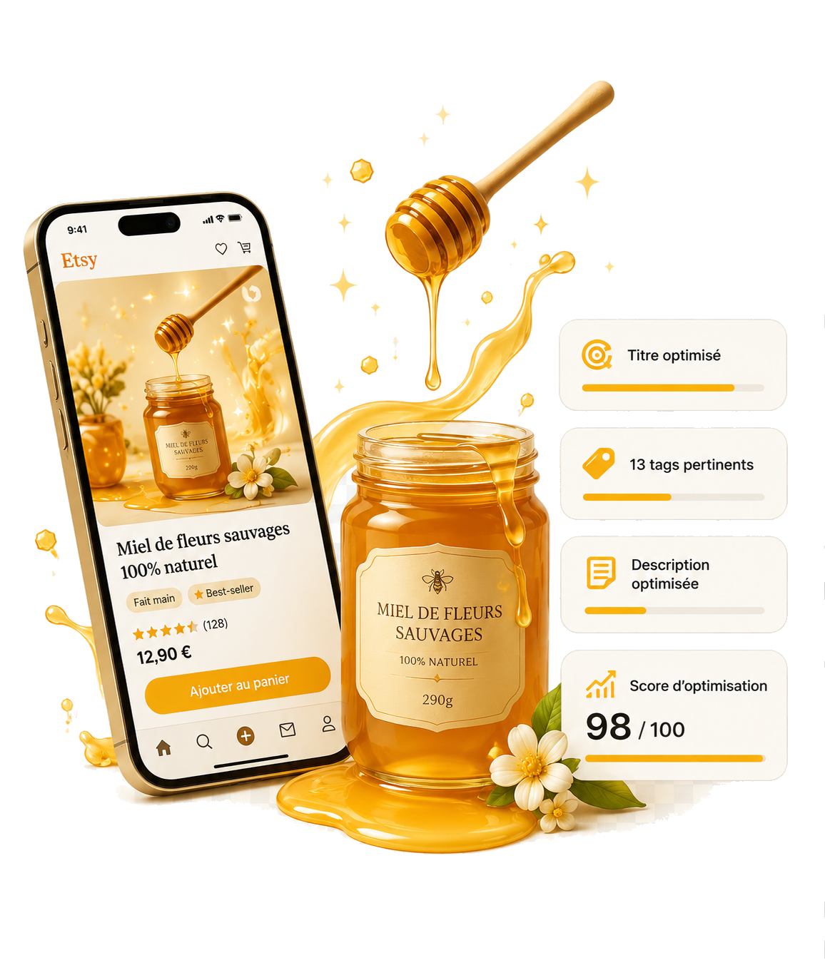 Preview of an Etsy listing prepared with Honeyloom